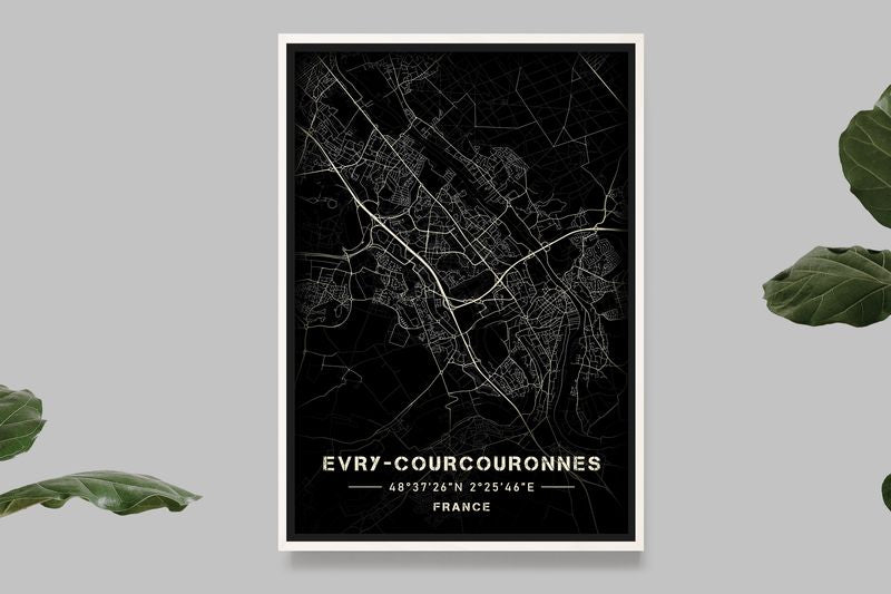 Evry-Courcouronnes - Black and White Map