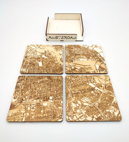 Set de 4 sous verres de la ville d'Amsterdam aux Pays-Bas