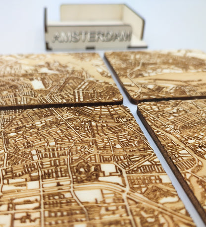 Set of 4 coasters from the city of Amsterdam in the Netherlands