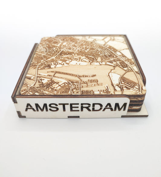 Set de 4 sous verres de la ville d'Amsterdam aux Pays-Bas
