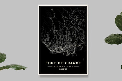 Fort-de-France - Black and White Map