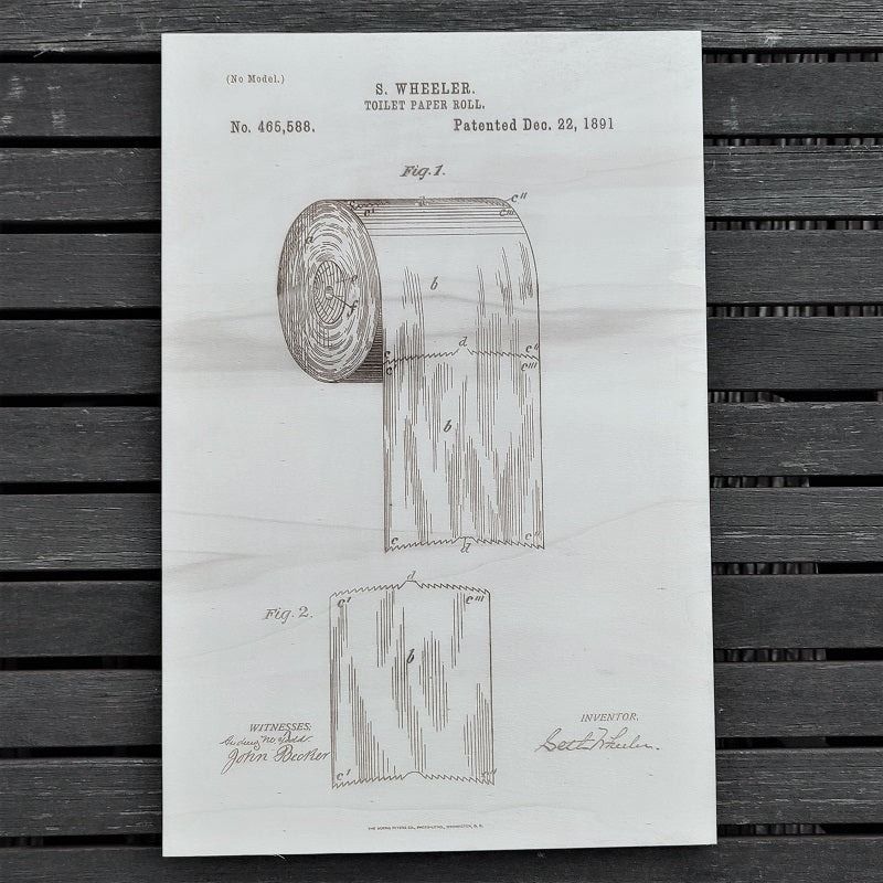 Dérouleur papier toilette - Brevet ancien en bois