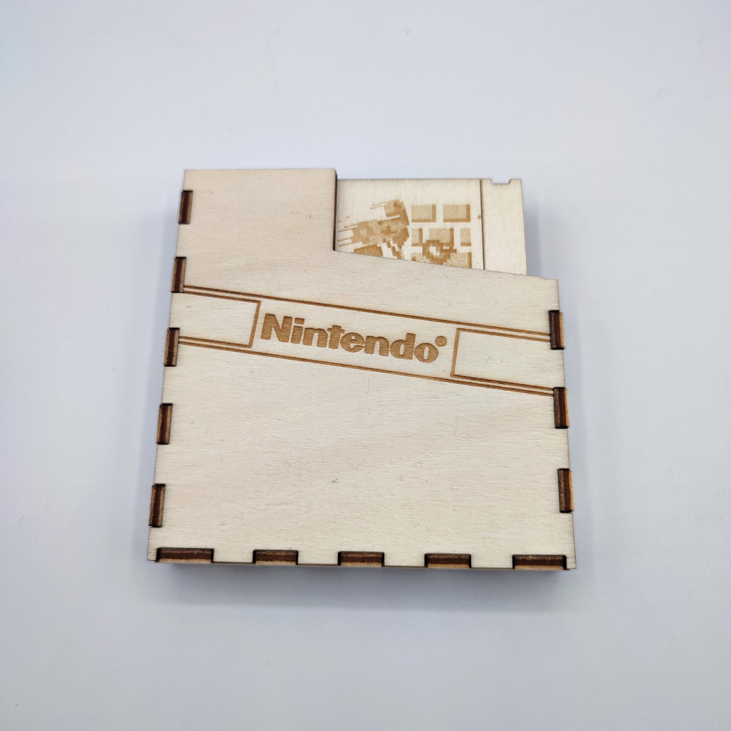 Set of 4 Retro Nes cartridge coasters with wooden box