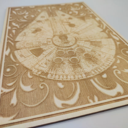 Millennium Falcon - Wood Engraving