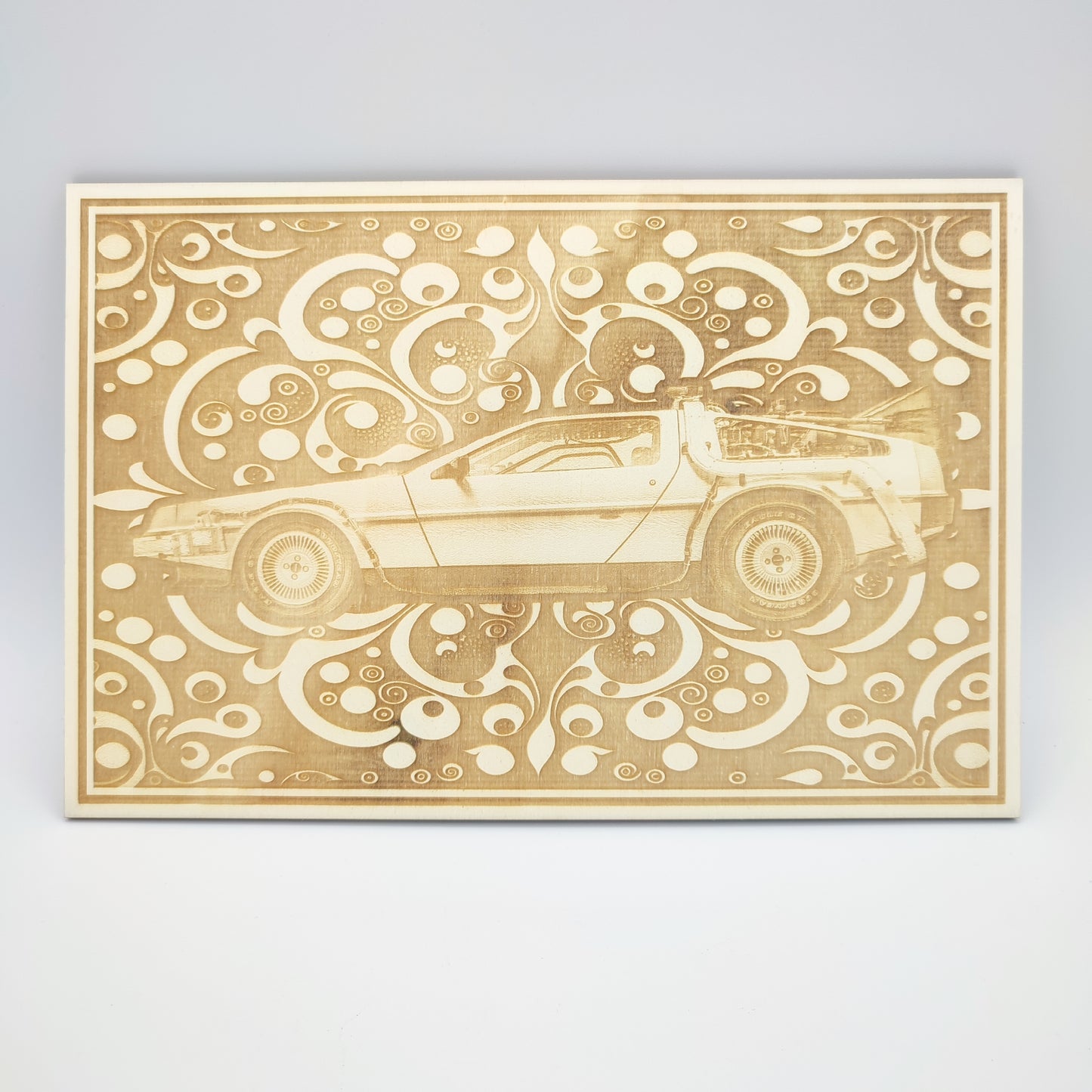 Delorean - Back to the Future - Wood Engraving