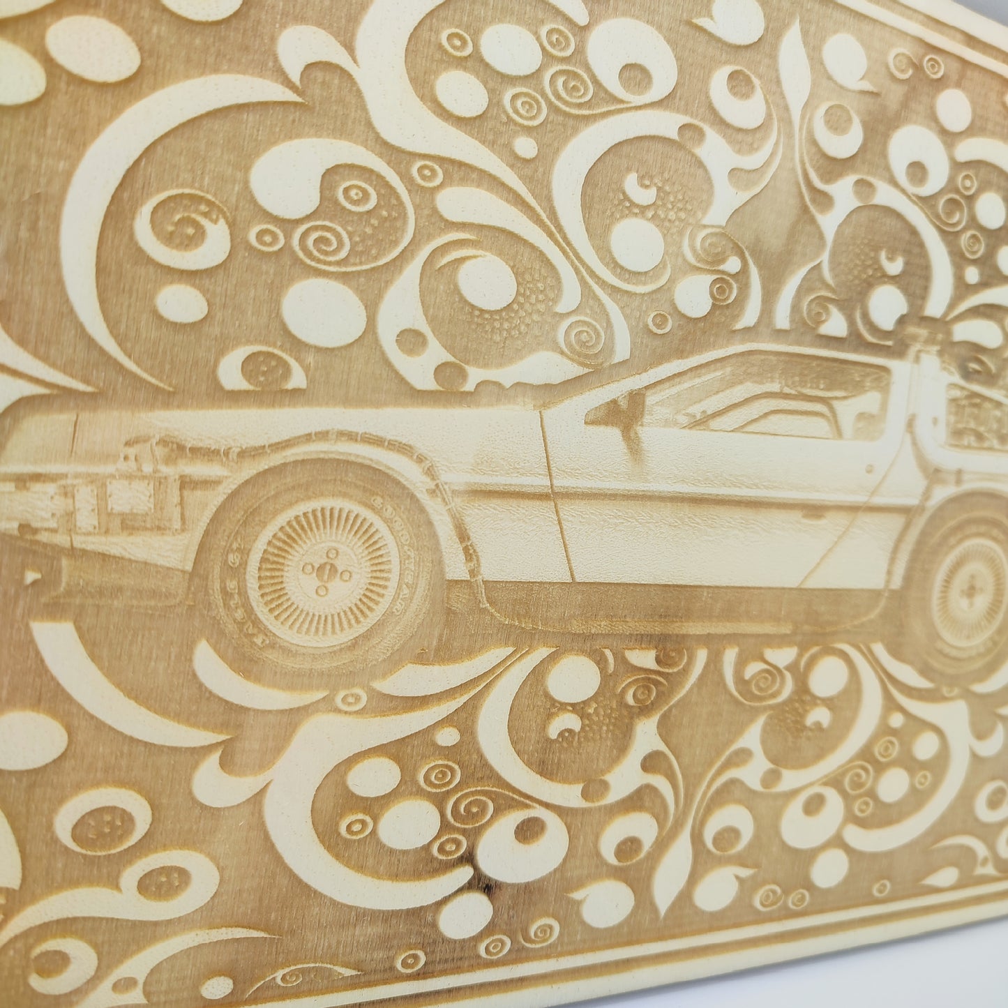 Delorean - Back to the Future - Wood Engraving