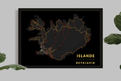 Islande - Carte Vintage