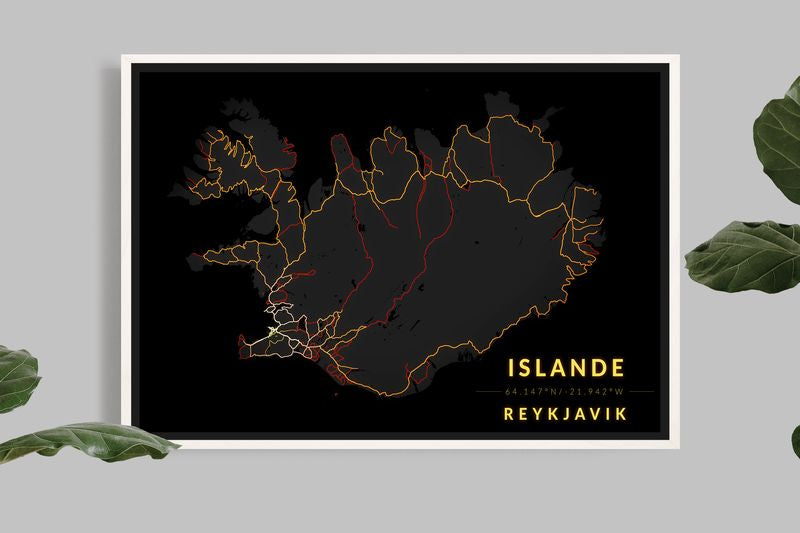 Islande - Carte Vintage