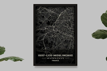 Issy-les-Moulineaux - Black and White Map