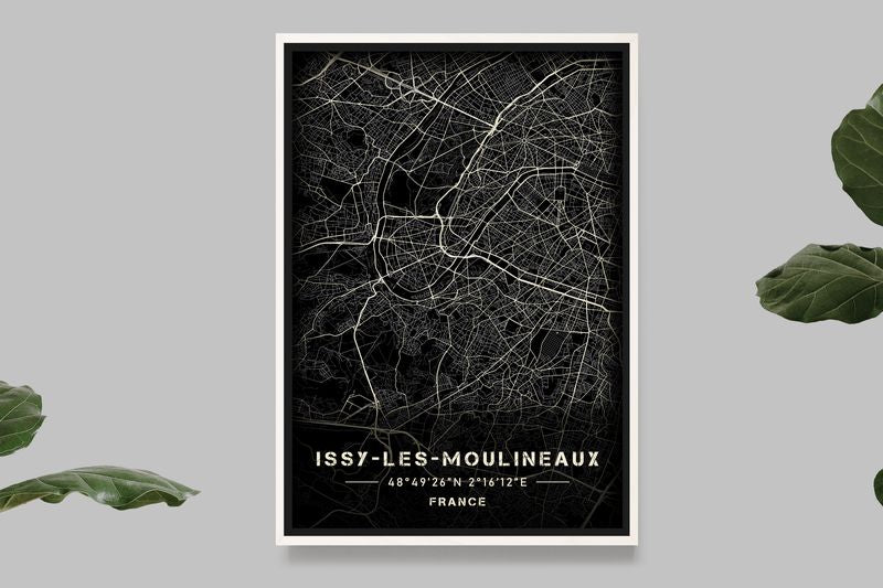 Issy-les-Moulineaux - Black and White Map