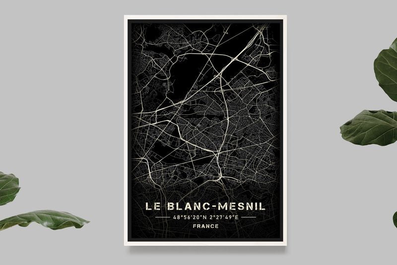 Le Blanc-Mesnil - Black and White Map