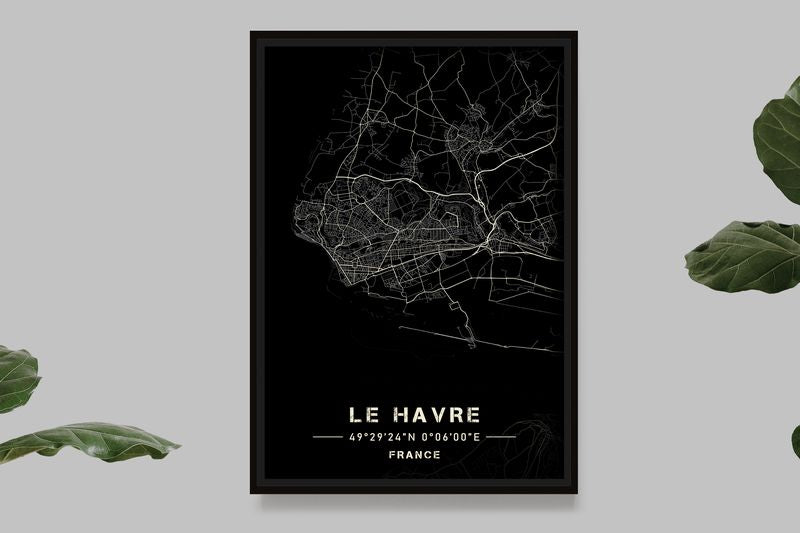 Le Havre - Carte Noir et Blanc