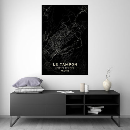 Le Tampon - Reunion Island - Black and White Map