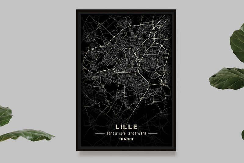 Lille - Carte Noir et Blanc
