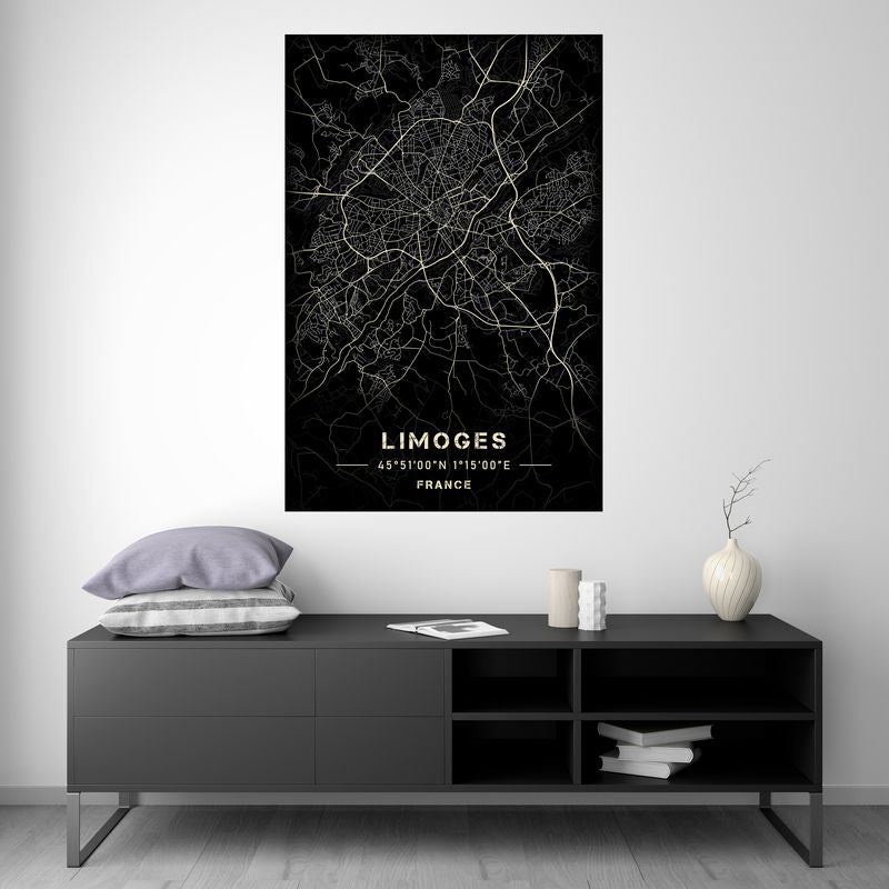 Limoges - Black and White Map