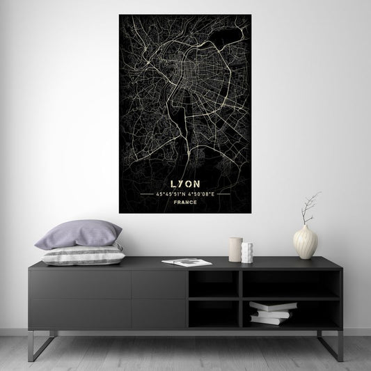 Lyon - Black and White Map