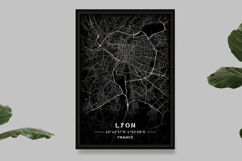 Lyon - Black and White Map