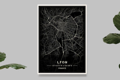 Lyon - Black and White Map