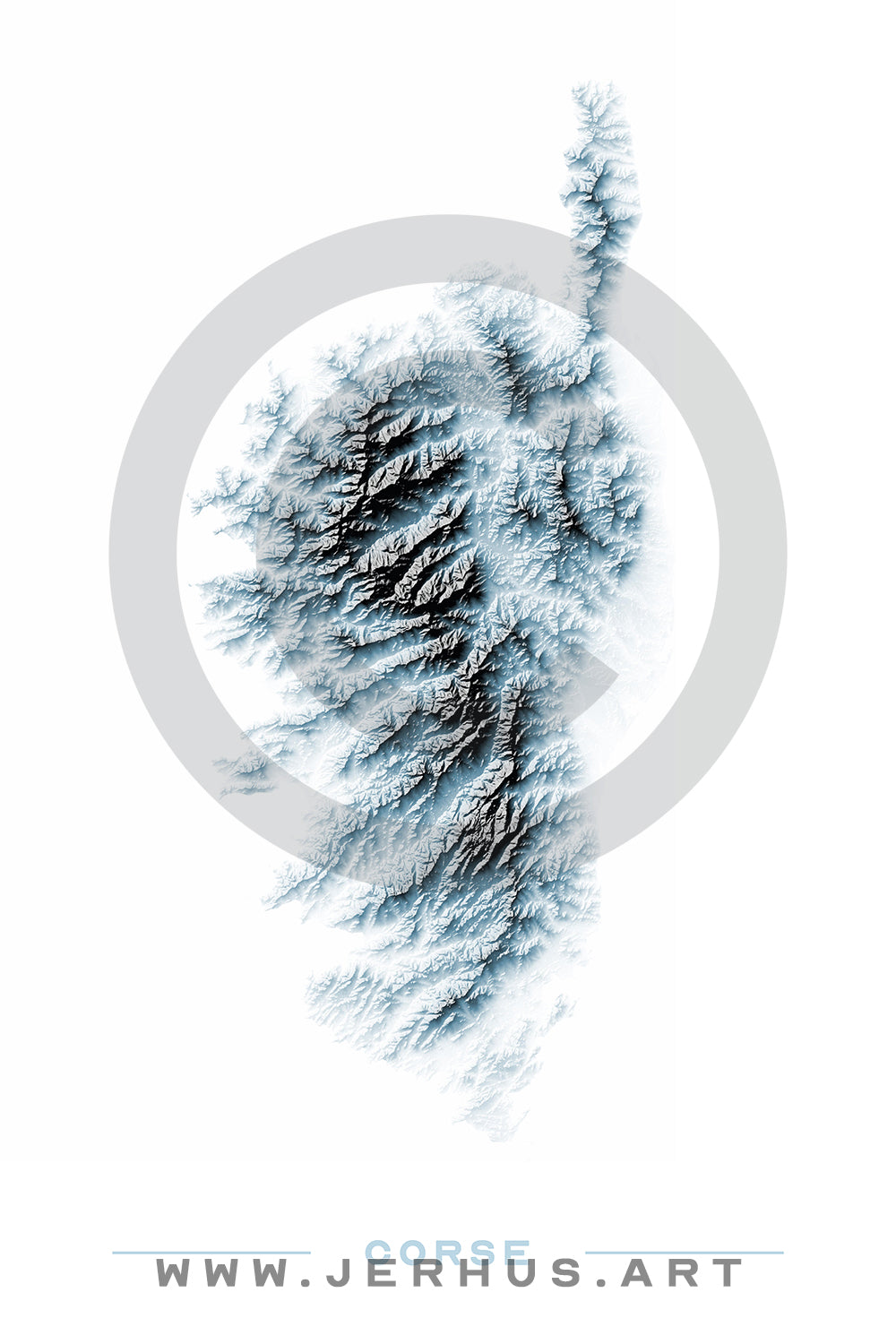 Corsica - 3D Relief Effect Map