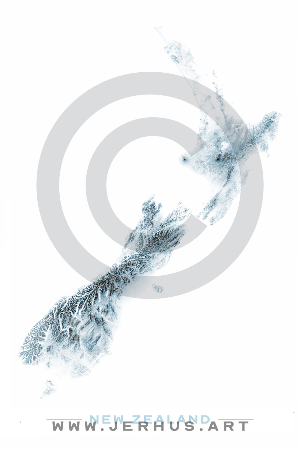 New Zealand - 3D Relief Effect Map