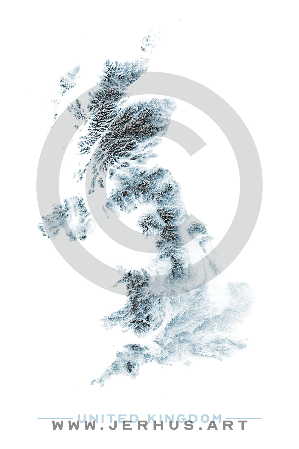 Royaume-Uni - Carte effet Relief 3D