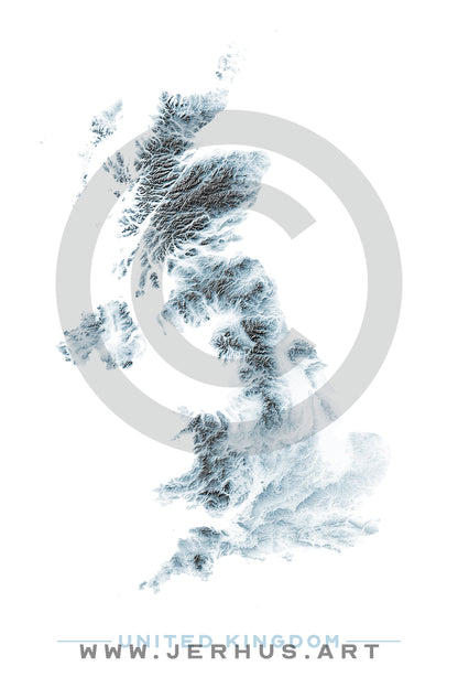 United Kingdom - 3D Relief Effect Map