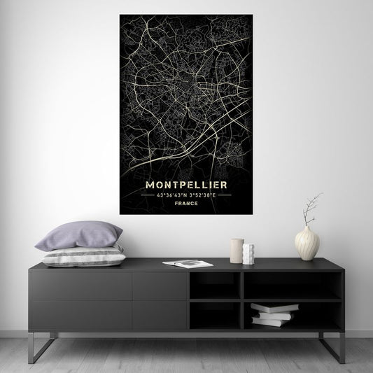 Montpellier - Black and White Map