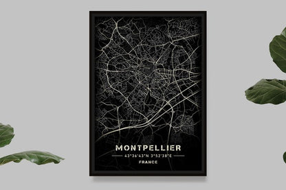 Montpellier - Black and White Map