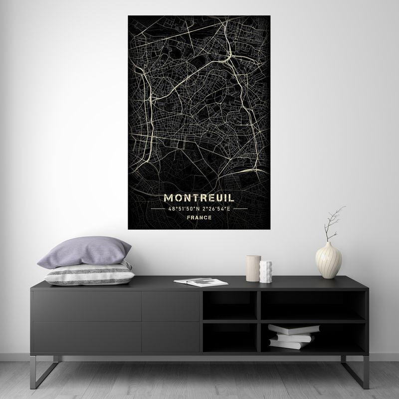 Montreuil - Black and White Map