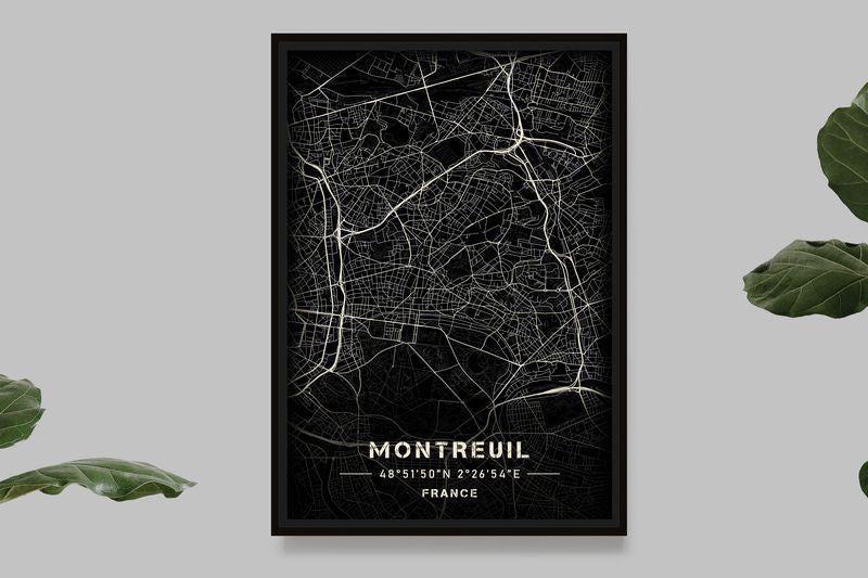 Montreuil - Black and White Map