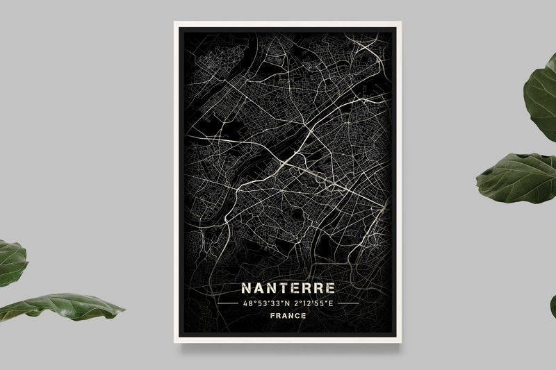 Nanterre - Black and White Map