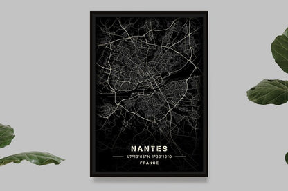 Nantes - Black and White Map