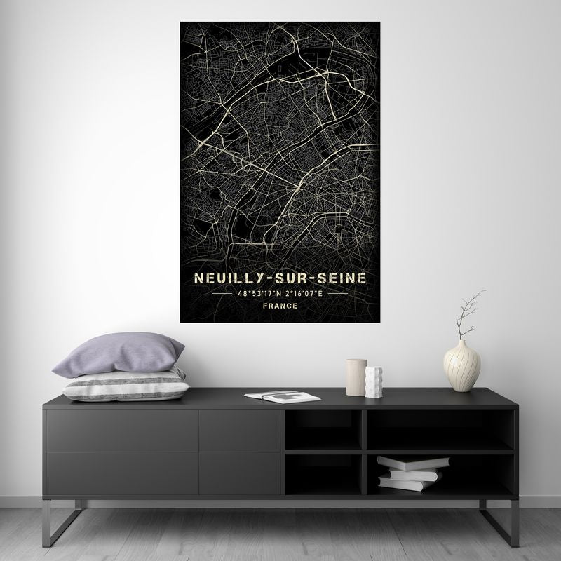 Neuilly-sur-Seine - Black and White Map