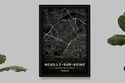 Neuilly-sur-Seine - Black and White Map