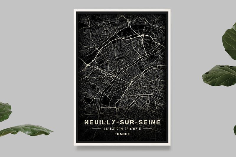 Neuilly-sur-Seine - Black and White Map