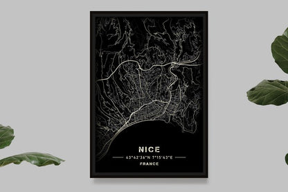 Nice - Black and White Map