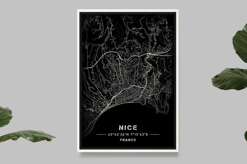 Nice - Black and White Map