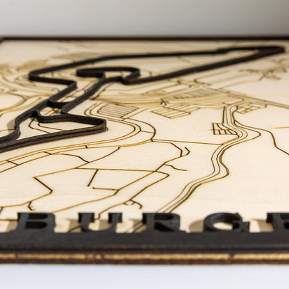 Carte en bois 3D du circuit du Nurburgring en Allemagne - La Nordschleife