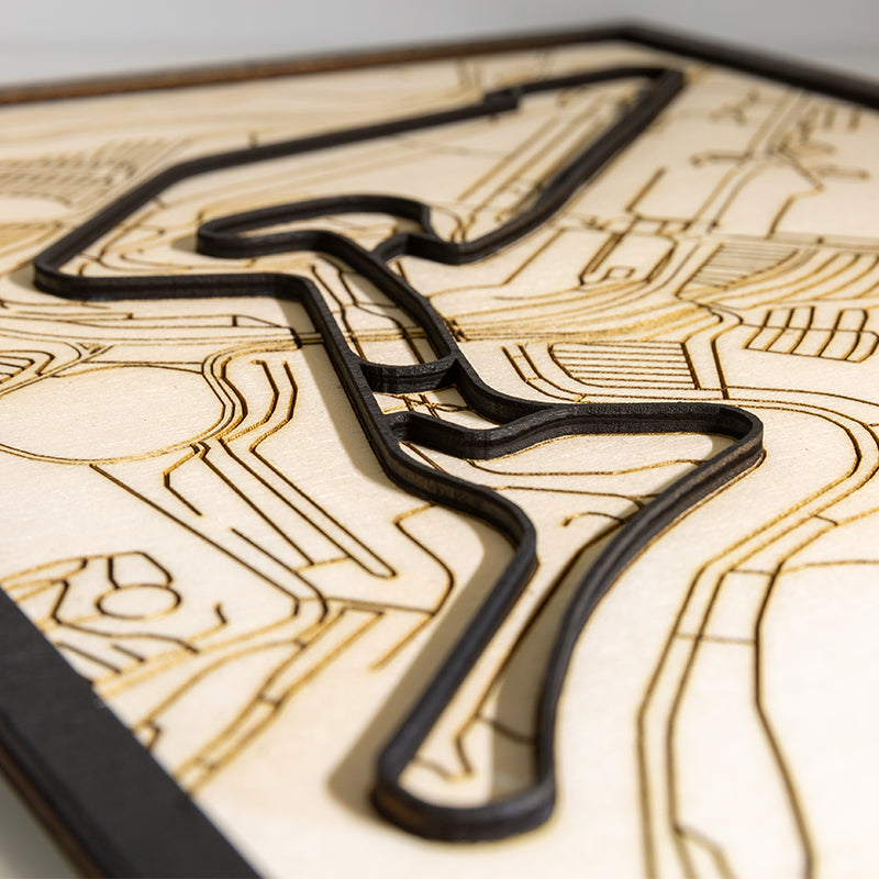 3D wooden map of the Nurburgring circuit in Germany - The Nordschleife