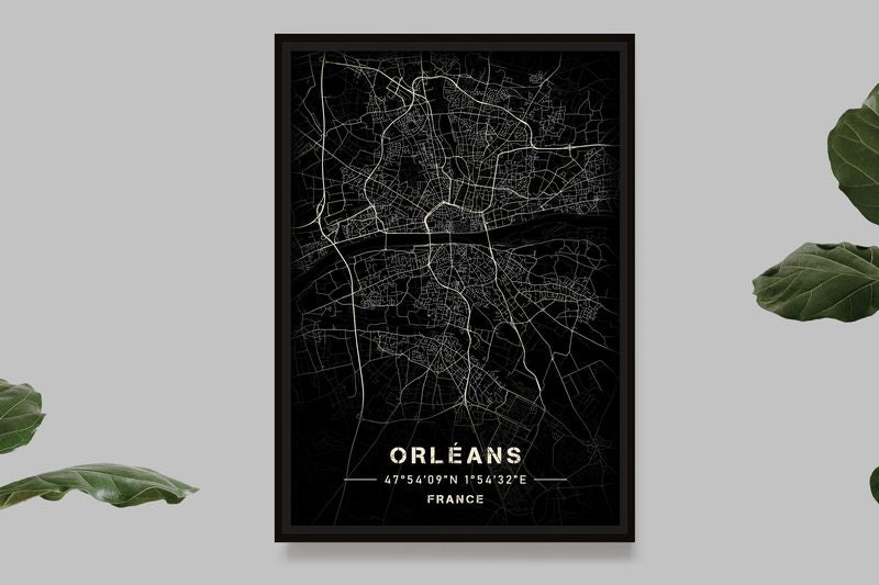 Orléans - Carte Noir et Blanc
