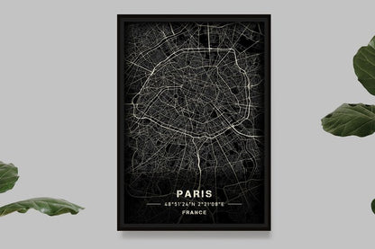 Paris - Black and White Map