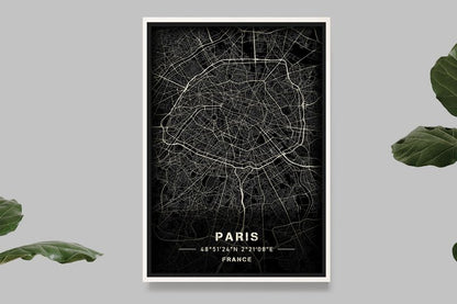 Paris - Black and White Map