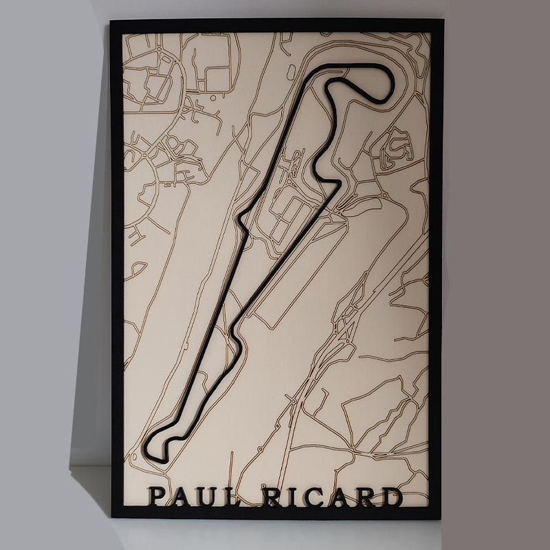 Carte en bois 3D du circuit Paul Ricard en France