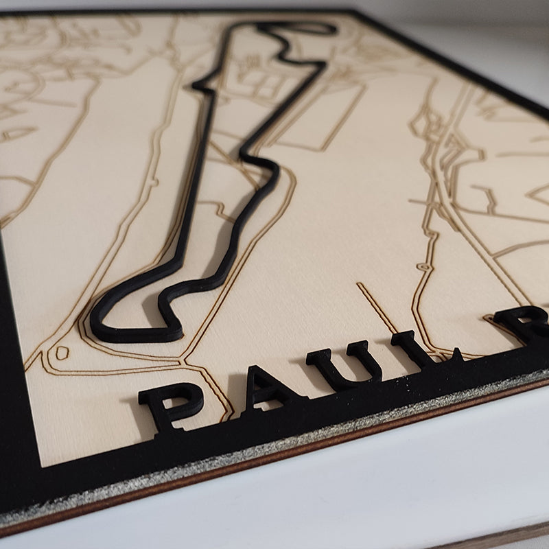 Carte en bois 3D du circuit Paul Ricard en France