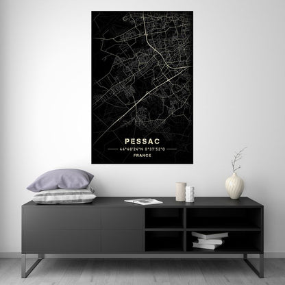 Pessac - Black and White Map