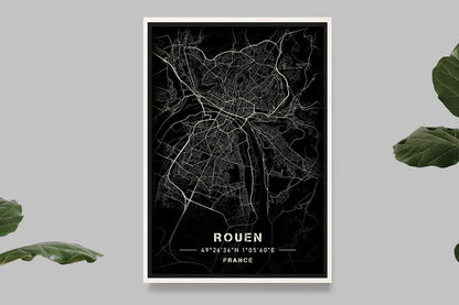 Rouen - Black and White Map