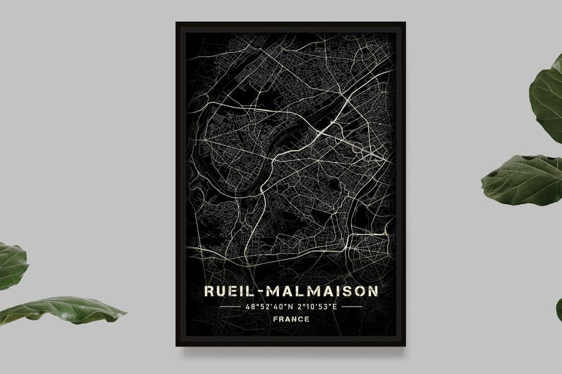 Rueil-Malmaison - Black and White Map