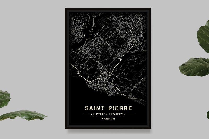 Saint-Pierre - Black and White Map