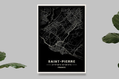 Saint-Pierre - Black and White Map