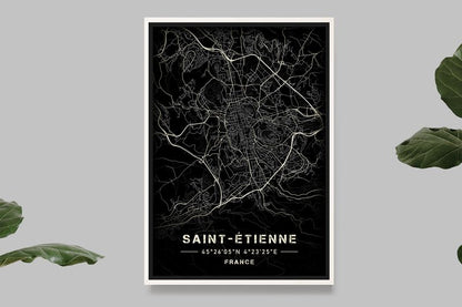 Saint-Etienne - Black and White Map